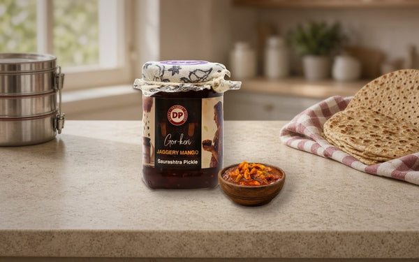 Authentic jaggery mango pickle from Divyaprabha Foods - Focus Keyword: Artisanal Craft