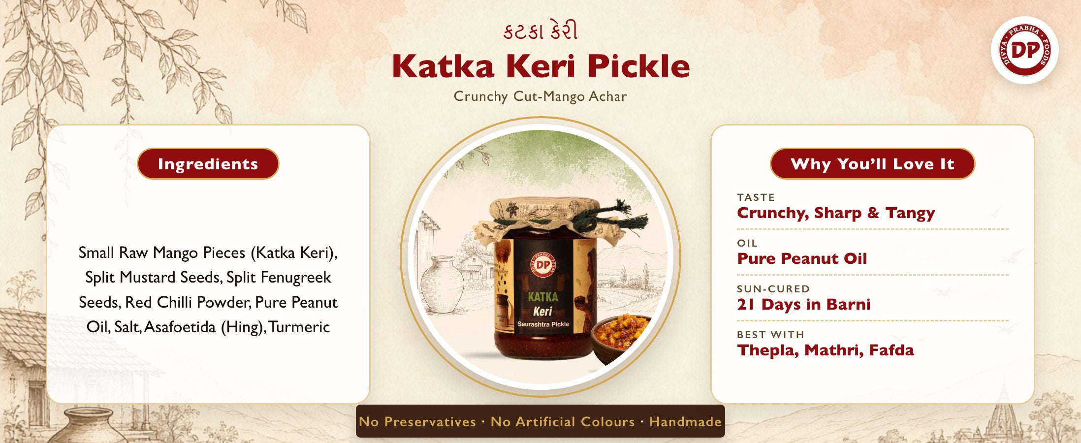 Katka Keri Crisp Mango Pickle – ingredients, taste, oil and pairing by Divyaprabha Foods